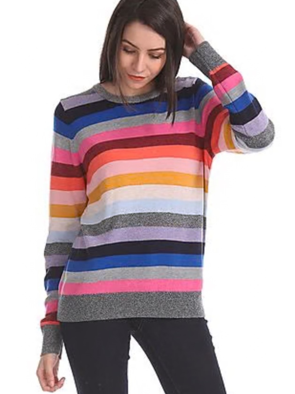 Gap Y2K Crazy Stripe Rainbow Crewneck Sweater